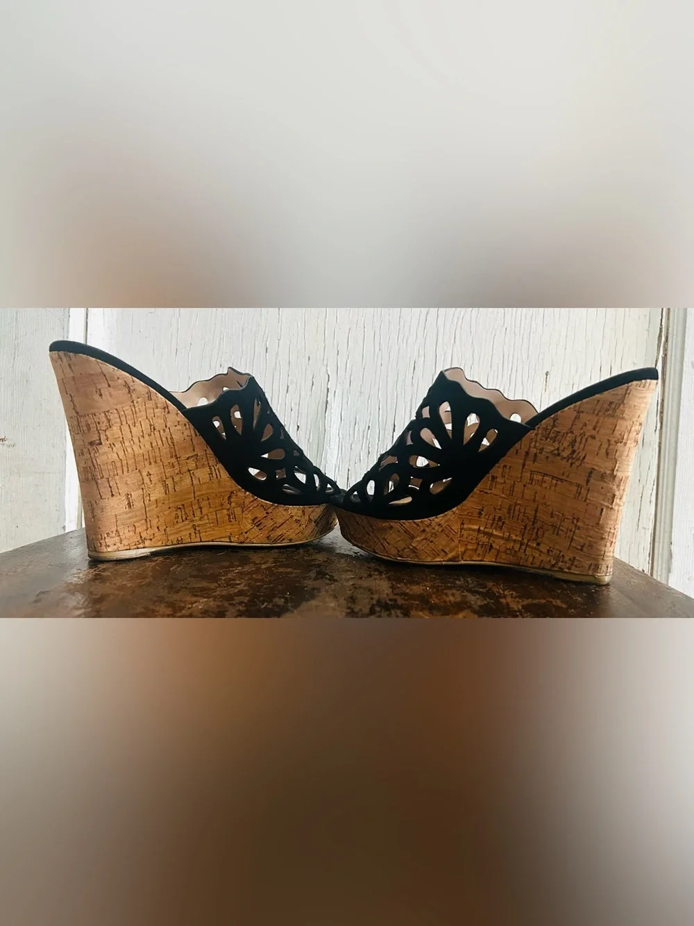 Charles David Black Wedge Sandals- Size 6 M